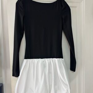 Amazon Elegant Black and White Long Sleeve Bubble Dress